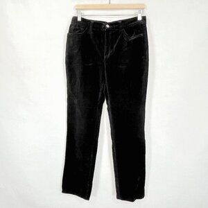 Chaps Denim Crushed Velvet Straight Leg 100% Cotton Work Pants Size 6 Black